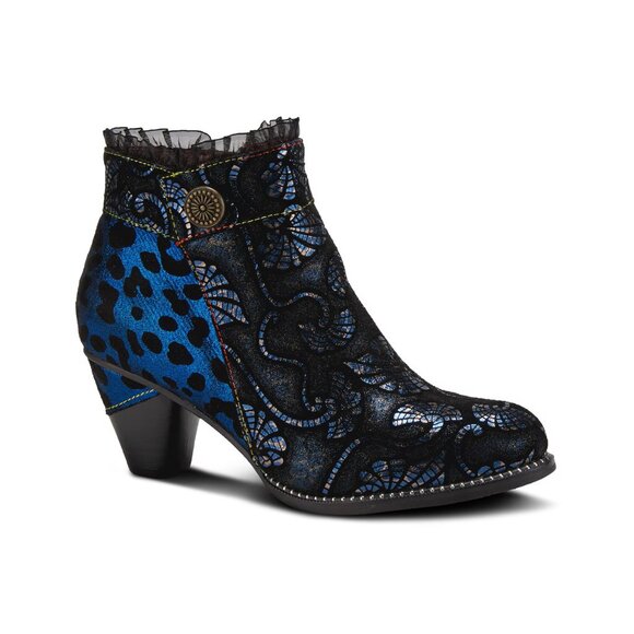 L'Artiste by Spring Step Womens Dessa Leather Ankle Bootie -- Navy Multi, 35M - Picture 1 of 7